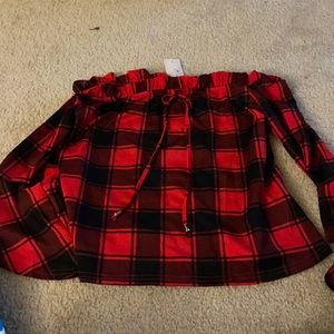 Off the shoulder plaid top